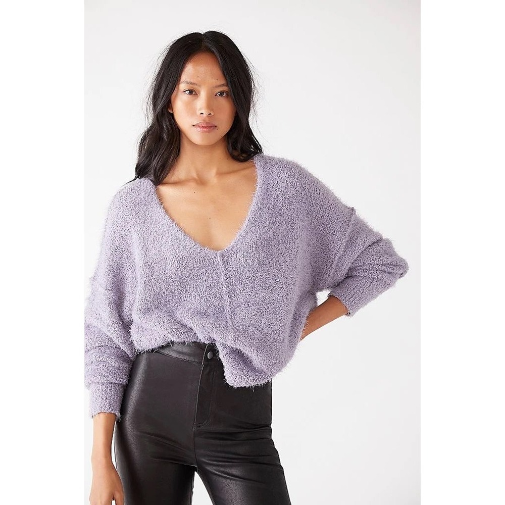 Free People Icing V Pullover Womens Medium Falling Star Purple Sweater